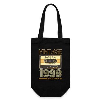 25 Birthday Man Woman Cassette May Year 1998 - Gift Bag for Bottles - black - Front