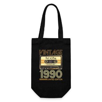33 Birthday Man Woman Cassette May Year 1990 - Gift Bag for Bottles - black - Front