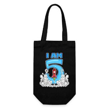 5 Birthday Boy Astronaut Rocket - cinq ans - Sac à bouteille - noir - Devant