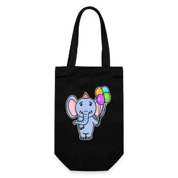 Elefant Geburtstag Luftballon - Geschenkbeutel für Flaschen - Schwarz - Vorne