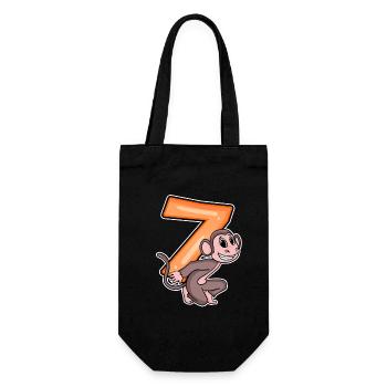 7 birthday 7 years old with animal motif - seven - Gift Bag for Bottles - black - Front