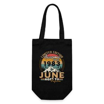 June 1983 Vintage Born in June 1983 Anniversary - Gift Bag for Bottles - black - Front