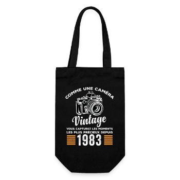 Caméra vintage 1983 cadeau anniversaire humour - Sac à bouteille - noir - Devant