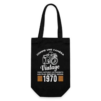 Caméra vintage 1970 cadeau anniversaire humour - Sac à bouteille - noir - Devant