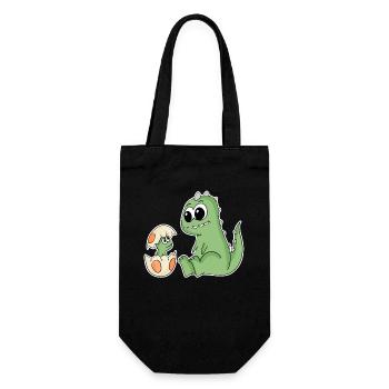 Dinosaur with Baby Dinosaur - Dino - Gift Bag for Bottles - black - Front