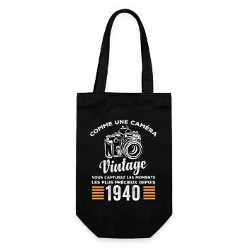 Caméra vintage 1940 cadeau anniversaire humour - Sac à bouteille - noir - Devant