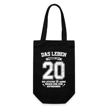 20. Geburtstag Geschenk Das Leben Beginnt Mit 20 - Geschenkbeutel für Flaschen - Schwarz - Vorne