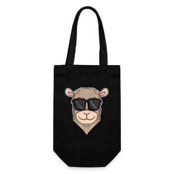 cooles Lama mit Sonnenbrille - Geschenkbeutel für Flaschen - Schwarz - Vorne