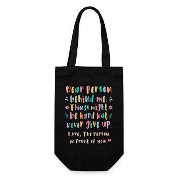 Liebe Person hinter mir Es könnte schwierig werden - Geschenkbeutel für Flaschen - Schwarz - Vorne