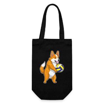 Corgi Volleyballspieler Volleyball - Geschenkbeutel für Flaschen - Schwarz - Vorne