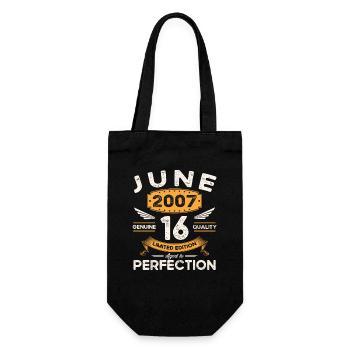 16th Birthday Man June Vintage 2007 Legendary - Gift Bag for Bottles - black - Front