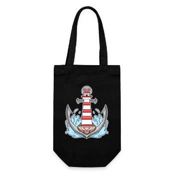Anchor Lighthouse Mix Motif - Gift Bag for Bottles - black - Front