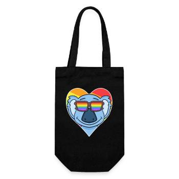 Rainbow - Koala with glasses and heart - Gift Bag for Bottles - black - Front