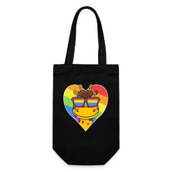 Rainbow - giraffe with glasses and heart - Gift Bag for Bottles - black - Front