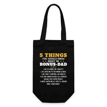 5 Things to Know About My Dad Bonus Humor - Gift Bag for Bottles - black - Front
