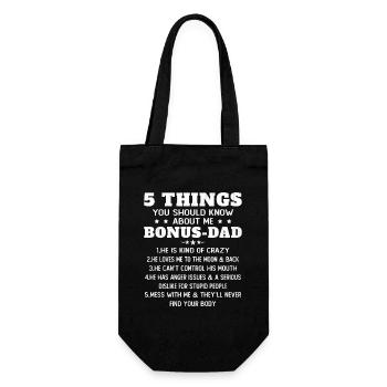 5 Things to Know About My Dad Bonus Humor - Gift Bag for Bottles - black - Front