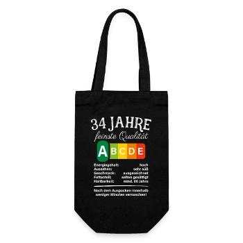 34 Jahre Feinste Qualität Geschenk 34. Geburtstag - Geschenkbeutel für Flaschen - Schwarz - Vorne