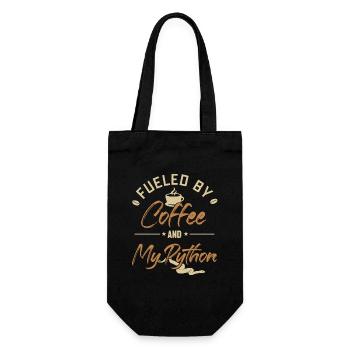 Fueled by Coffee and my Python Python Banana Ball - Gift Bag for Bottles - black - Front