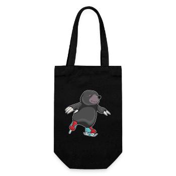 Maulwurf Eislaufen Schlittschuhe Wintersport - Geschenkbeutel für Flaschen - Schwarz - Vorne
