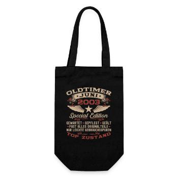 20. Geburtstag Mann Juni Jahrgang 2003 Oldtimer - Geschenkbeutel für Flaschen - Schwarz - Vorne