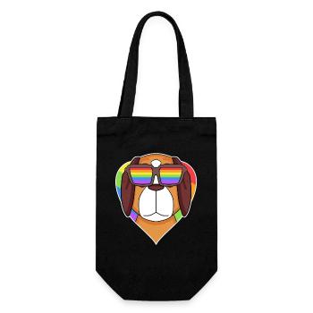 Regenbogen - Hund Bernhardiner mit Brille und Herz - Geschenkbeutel für Flaschen - Schwarz - Vorne