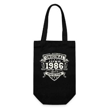 37th Birthday Man June Year 1986 Original - Gift Bag for Bottles - black - Front