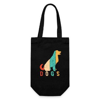 Retro Vierbeiner Wauwau Rüde Hundebesitzer Hund - Geschenkbeutel für Flaschen - Schwarz - Vorne