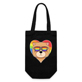 Rainbow - Dog Chow Chow with glasses and heart - Gift Bag for Bottles - black - Front