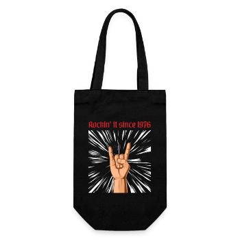 Rockin it since 1976 Heavy Metal Geburtstag Gruß - Geschenkbeutel für Flaschen - Schwarz - Vorne