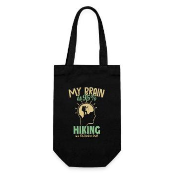 My Brain is 95% Hiking Trekking Bergwandern - Geschenkbeutel für Flaschen - Schwarz - Vorne