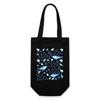 Sea Creatures - Marine Life Lovers - Gift Bag for Bottles - black - Front