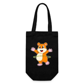 Hamster Fitnessreifen Workout Gymnastik - Geschenkbeutel für Flaschen - Schwarz - Vorne