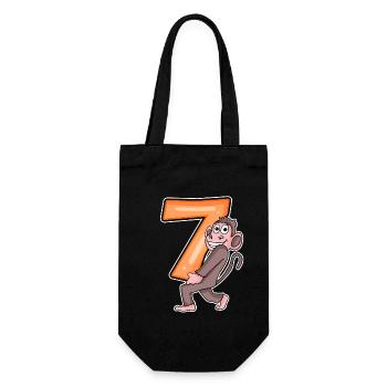 7 Geburtstag 7 Jahre alt mit Tier Motiv - sieben - Geschenkbeutel für Flaschen - Schwarz - Vorne