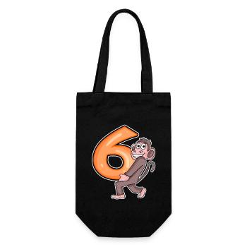 6 Birthday 6 years old with animal motif - six - Gift Bag for Bottles - black - Front