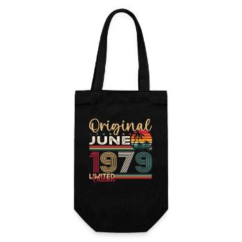 44th Birthday Man June Year 1979 Original - Gift Bag for Bottles - black - Front