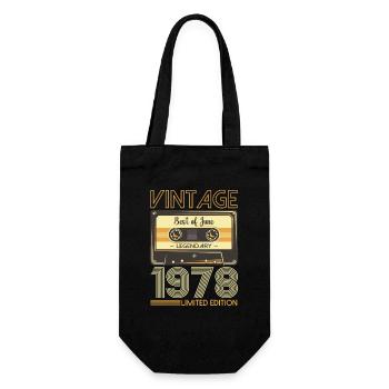 45 Geburtstag Mann Kassette Juni Jahrgang 1978 - Geschenkbeutel für Flaschen - Schwarz - Vorne