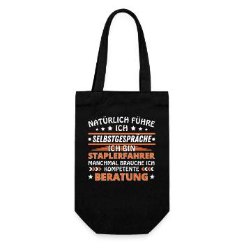 Ich führe Selbstgespräche - Staplerfahrer Edition - Geschenkbeutel für Flaschen - Schwarz - Vorne