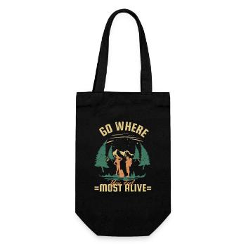 Go Where Feel Most Alive Trekking Bergwandern - Geschenkbeutel für Flaschen - Schwarz - Vorne