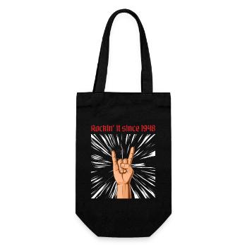 Rockin it since 1948 Heavy Metal Geburtstag Gruß - Geschenkbeutel für Flaschen - Schwarz - Vorne