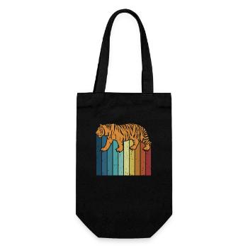 Retro Big Cat King Tiger Wildcat Siberian - Gift Bag for Bottles - black - Front
