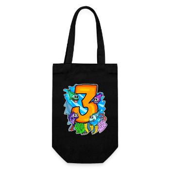 3 birthday 3 years old with animal motif - three - Gift Bag for Bottles - black - Front