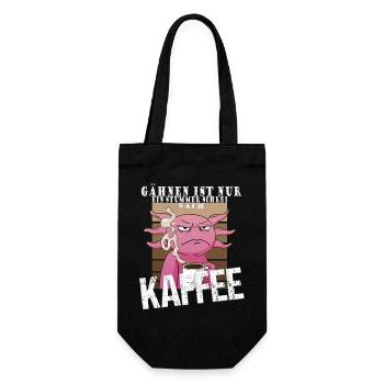 Gähnen ist ein stummer Schrei nach Kaffee - Geschenkbeutel für Flaschen - Schwarz - Vorne