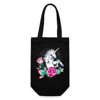 Enchanted Unicorn and Floral Fantasy - Gift Bag for Bottles - black - Front