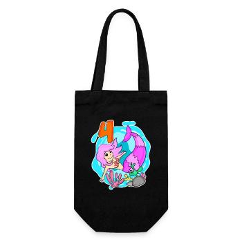 Girl 4 years old 4th birthday mermaid - Gift Bag for Bottles - black - Front