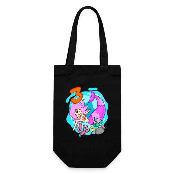 Girl 3 years old 3rd birthday mermaid - Gift Bag for Bottles - black - Front