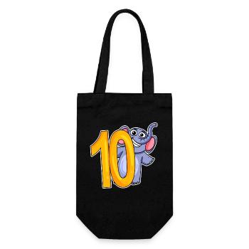 10th Birthday 10 Year Old with Animal Motif - Ten - Gift Bag for Bottles - black - Front