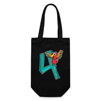 4 Geburtstag 4 Jahre alt mit Tier Motiv - vier - Geschenkbeutel für Flaschen - Schwarz - Vorne