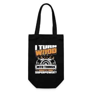 I Turn Wood Into Things What's Your Superpower - Geschenkbeutel für Flaschen - Schwarz - Vorne