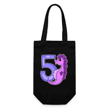5th Birthday Motif Seahorse - Five Years Old - Gift Bag for Bottles - black - Front