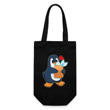 Pinguin Fisch - Geschenkbeutel für Flaschen - Schwarz - Vorne